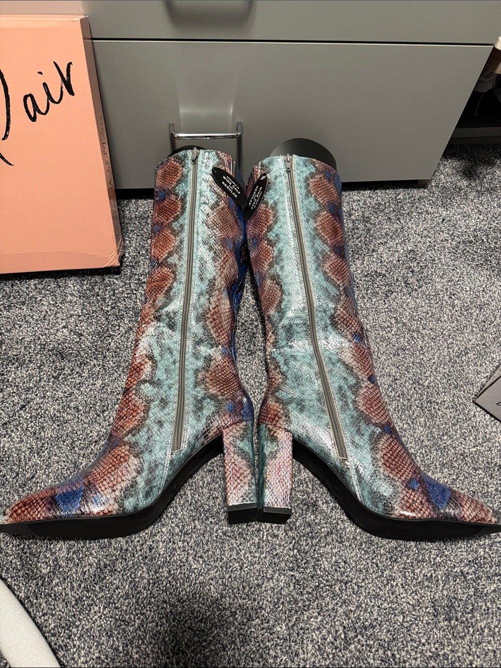 Wild Pair Multicolor Snake-Print Over-the-Knee Boot in Blue, Teal & Brown - Picture 6 of 7
